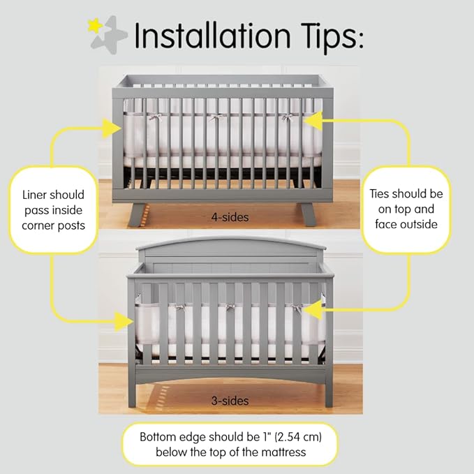 BreathableBaby Breathable Mesh Liner for Full-Size Cribs, Classic 3mm Mesh, Peaceful Elephants (Size 4FS Covers 3 or 4 Sides)