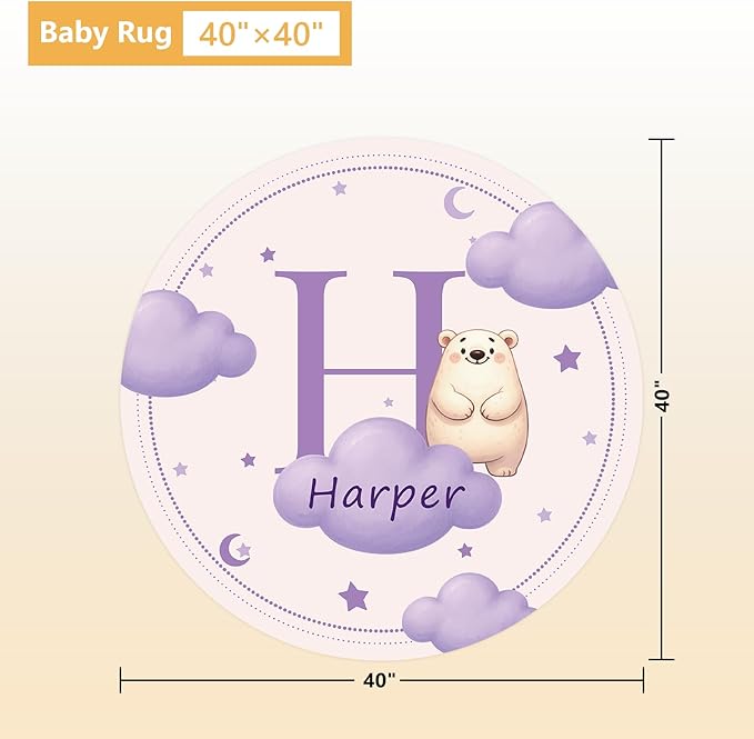 Custom Crib Bedding Set, 5 Pcs Personalized Nursery Bedding Sets with Name, Infant Bedding Set for Baby Girl Boy, Purple Polar Bear Double Layer Baby Crib Set, Toddlers Babies Customized Gifts