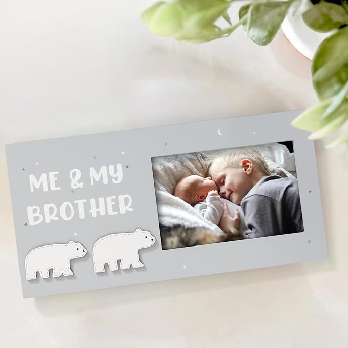 Me and My Brother Picture Frame, Sibling Keepsake Photo Frame, Baby Gift for Baby Shower for Newborn Toddler Boy, Little Sister Big Brother Gift, Little Boy Big Sister Gender Neutral Nursery Decor