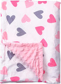 Baby Double Layer Soft Plush Minky Blanket With Dotted Backing for Boys Girls - Toddler Newborn Shower Gift (Peach Hearts, 30 X 40 Inches)
