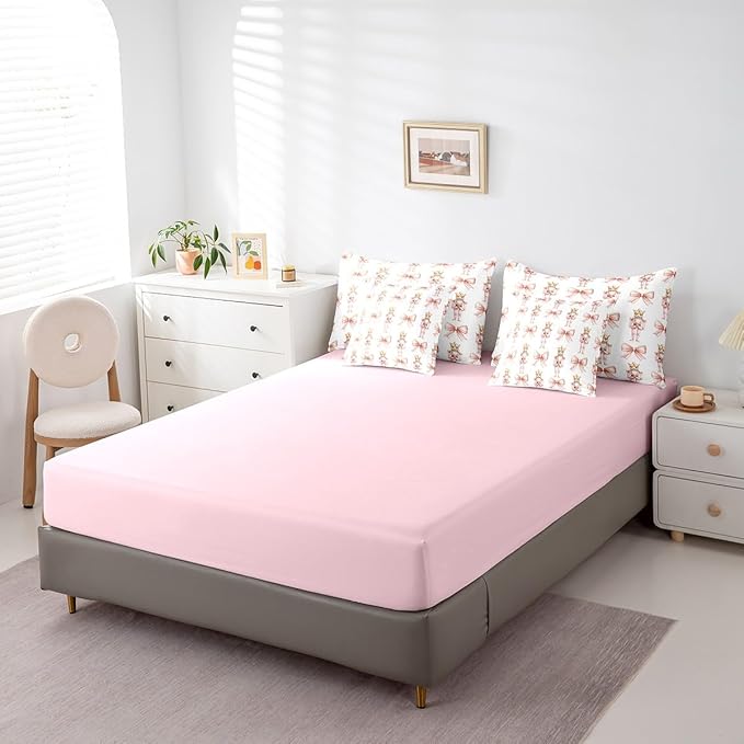 7 Pieces Cartoon Nutcracker Kids Comforter Set Full,Pink Bowknot Romantic Princess Bedding Set,Ballet Merry Christmas Bow Tie Dreamy（Comforter+Fitted+Flat Sheet+2 Pillowcases+2 Throw Pillow Covers）