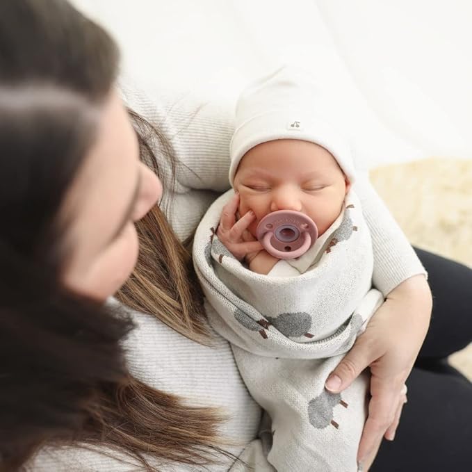 Luxury Knit Baby Receiving Blanket - 100% Cotton Soft Cozy Lightweight Receiving Swaddler Blanket for Shower Gift Registry for Newborns Infants Toddlers (Sheep - Light Pink)