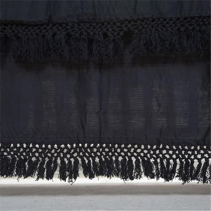 Pemberly Row Contemporary 26" X 51" Black Solid Cotton Crib Skirt