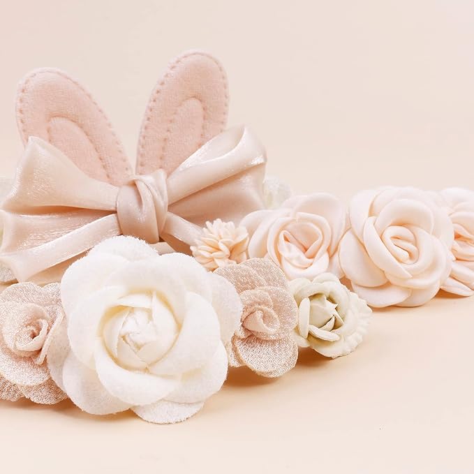 Baby Girl Headbands Nylon Flower Elastic Hairbands 3pcs Hair Accessories Gift for Newborn Infant Toddlers (TU-HDJ-3PCS)