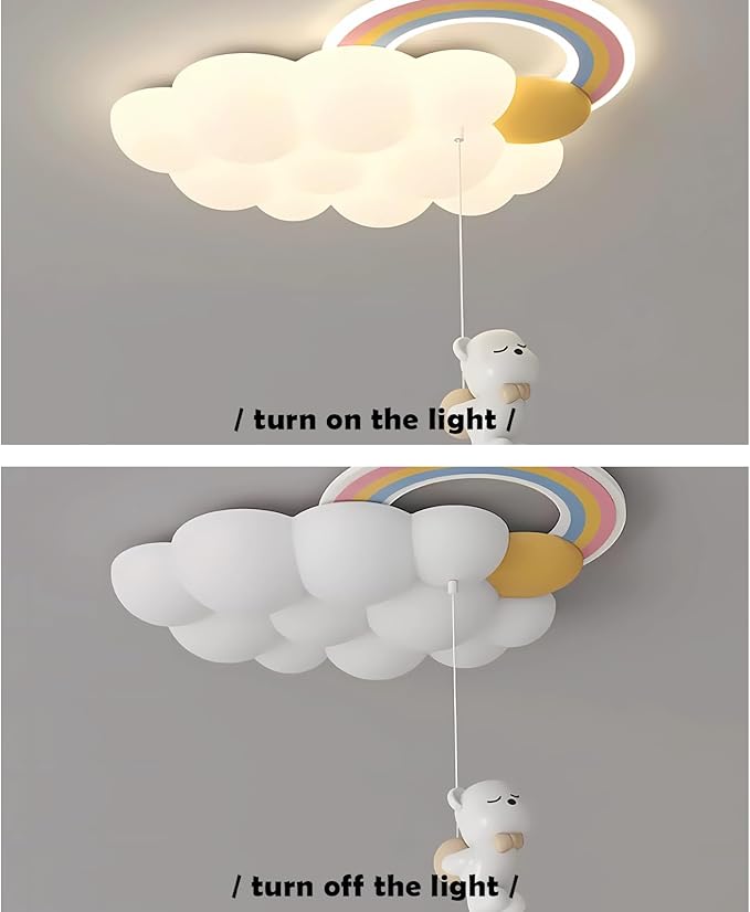 SOMINA Cloud Ceiling Light with Cartoon Animal Rainbow LED Milk White Design for Baby Girl Nursery Boys Bedroom Kids Room Childrens Chandelier Pendant Light