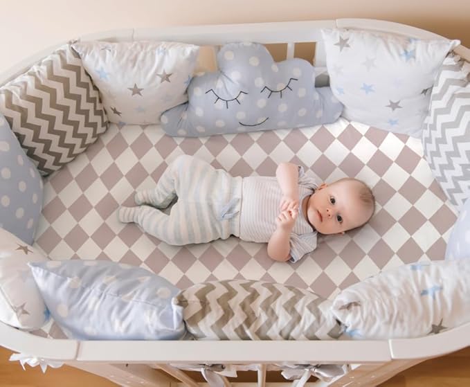 Fitted Baby Neutral Bassinet Sheets Bear and Buffalo Check Plaid Breathable Unisex Baby Sheet Set for Boys or Girls
