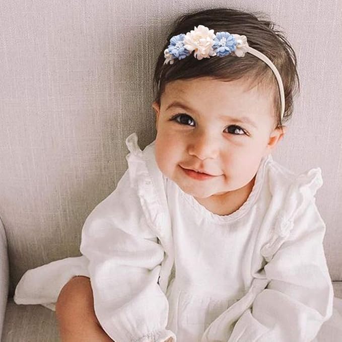 Baby Girl Headbands Nylon Flower Elastic Hairbands 6pcs Hair Accessories Gift for Newborn Infant Toddlers