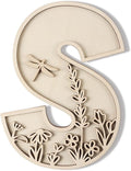 Layered 12 Inch Large Wooden Letters for Wall Decor, Flowered Paintable Wooden Nursery Letters for Crafts Wood Alphabet Letter S for Birthday Boho Nursery Name Sign Wedding Home Decoration