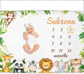 OLIVE OLIVIA Personalized Monthly Baby Milestone Blanket, Baby Months Blanket, Perfect Custom Newborn Gifts,30"x40"