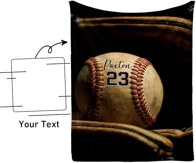 Custom Softball Baby Blanket with Name Number: Personalized Fluffy and Warm Gift for Baby Toddler Kids and Adults Birthday Skin-Friendly Flannel Fabric(60"x80")