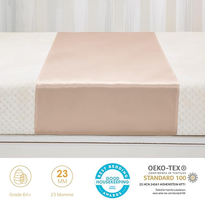 PROMEED 100% Mulberry Silk Crib Half Sleeve Sheet for Baby Hairloss and Bald Spot, Oeko-TEX Certified 23 Momme Silk Unicorn Toddler Crib Bedding Sheets for Baby Gilrs (Pink Unicorn)