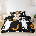 Halloween Bedding Duvet Cover Set Kids Cartoon Ghost Pumpkin Lantern Bedding Set Kids Trick or Treat Decor Comforter Cover Set Microfiber Bat Galaxy Night Bedspread Cover Bedroom Bedclothes Full Size