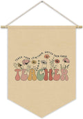 XYDEG Teacher Appreciation Gifts,Office Decor for Teacher,Classroom Decorations For Teachers Canvas Banner,Affirmations Wildflower Teacher Sign,Wall Art Canvas Hanging Pennant Flag Banner