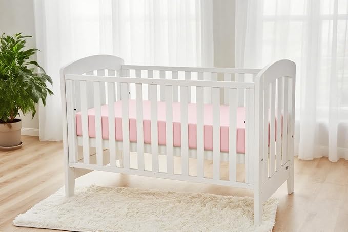 American Baby Company 2 Pack Fitted Crib Sheets 28" x 52", 100% Polyester Ultra Soft Microfiber, White/Pink, for Boys and Girls, Fits Crib and Toddler Bed Mattresses