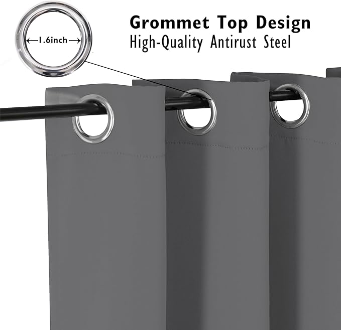 ChrisDowa Small Window Curtains 24 inches Long for Bedroom - Grommet Short Thermal Insulated Room Darkening Curtains for Kitchen (2 Panels, Grey, 36 x 24 Inch)