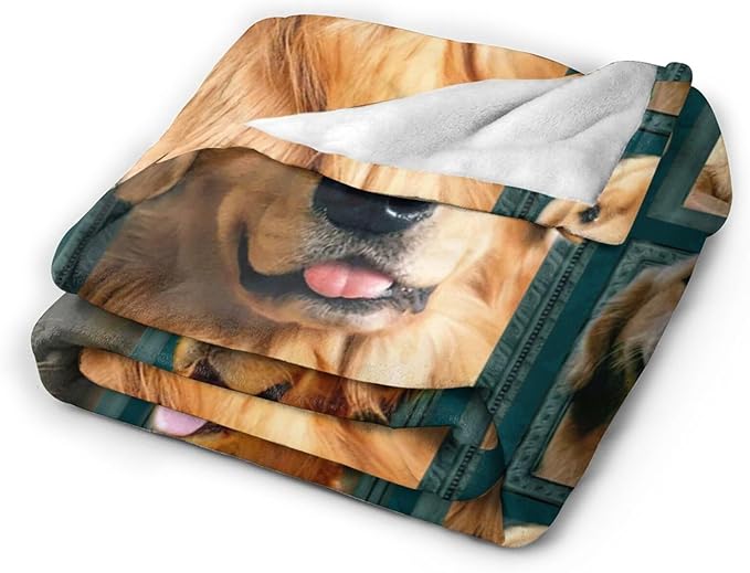 Tijuboni Golden Retriever Throw Blanket Dog Gifts for Girls Boys Women Men Kids Adults Soft Flannel Fleece Blanket for Couch Sofa Bed Home Decor 60"x80"