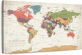 ElephantStock - Personalized World Awaits II Push Pin World Map Wall Art - Horizontal Canvas Wall Art - Living Room Wall Decor - Digital Art Map Canvas Art - Green And Beige Decor - 48" x 32"