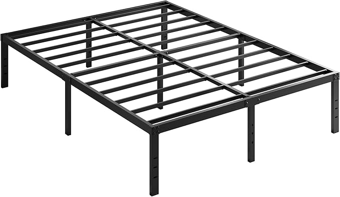 EMODA 14 Inch Full Size Bed Frame Heavy Duty Metal Platform No Box Spring Needed, Easy Assembly Noise Free, Black