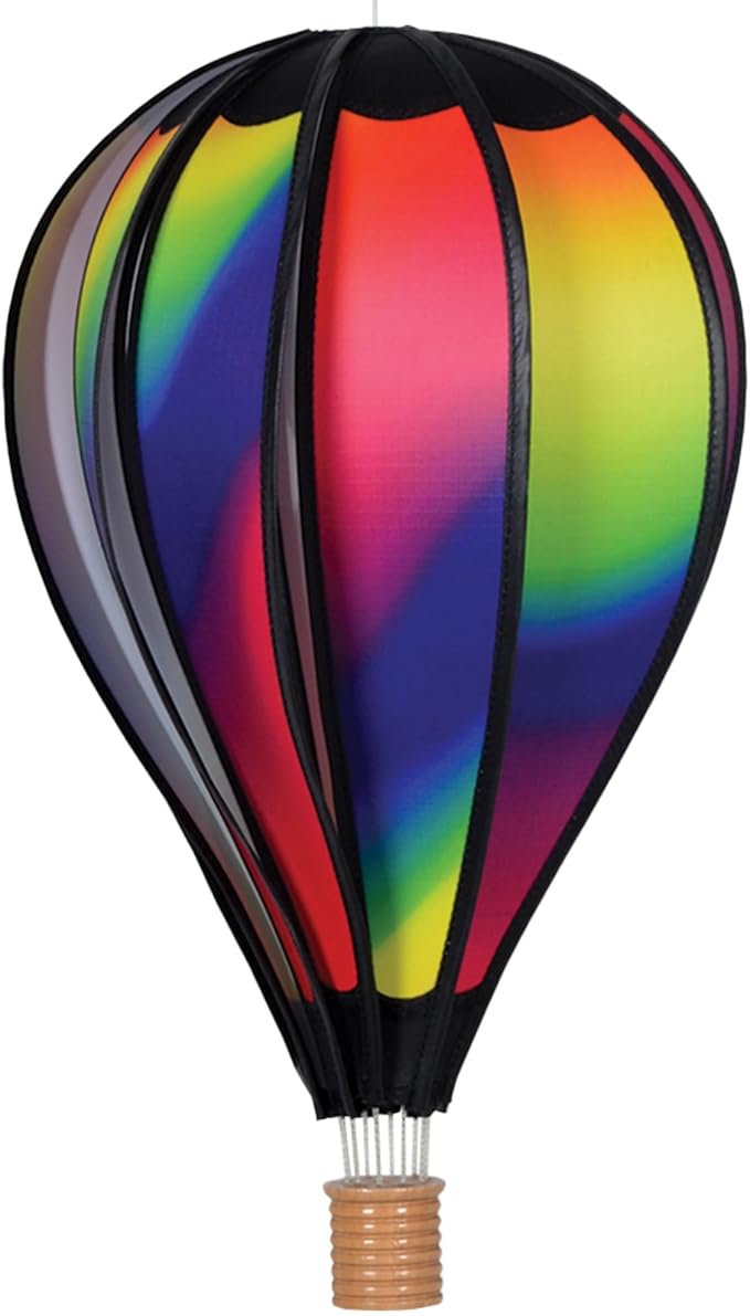 Hot Air Balloon Hanging Garden Spinner 18" - Vibrant Wavy Gradient Design, Weather-Resistant Outdoor Decor, Durable & Lightweight for Patios, Yards, and Gardens - Eye-Catching Wind Spinner