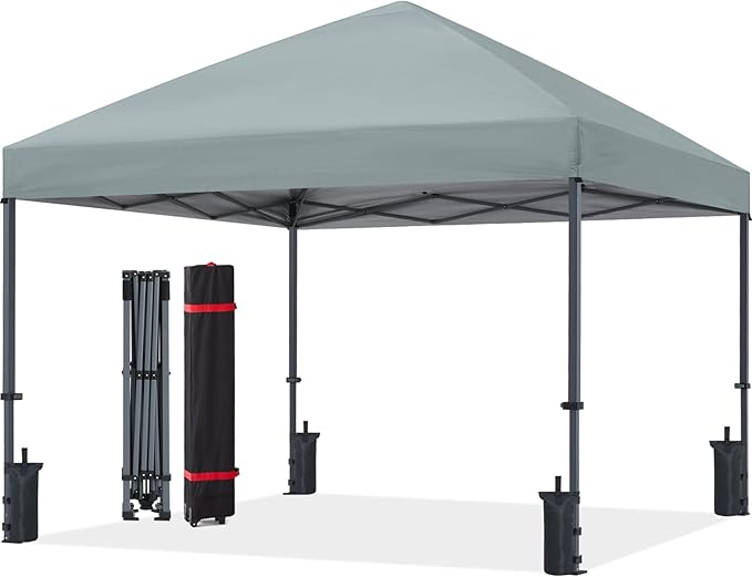 ABCCANOPY Pop Up Canopy - Outdoor Patio Portable Canopy Tent Heavy Duty for Backyard and Deck with 4 Sandbags(Light Gray, 10x10)