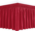 Biscaynebay Wrap Around Bed Skirts for Queen Beds 15" Drop, Red Adjustable Elastic Dust Ruffles Easy Fit Wrinkle & Fade Resistant Silky Luxurious Fabric Machine Washable