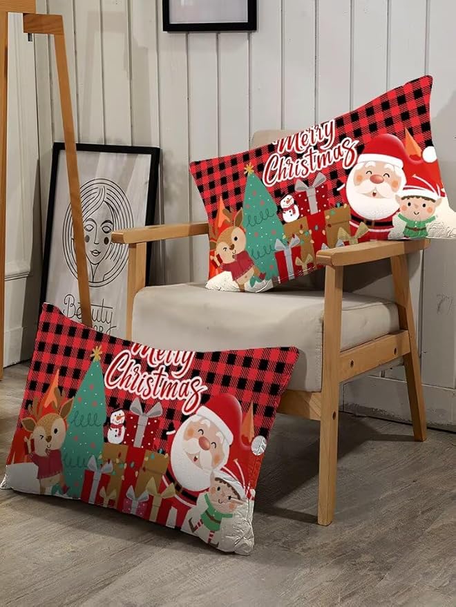 Christmas Comforter Set Queen Size Plaid Bedding Sets for Kids Boys Girls Bedroom Xmas Gift Christmas Festival Quilt Set,1 Comforter + 2 Pillow Cases