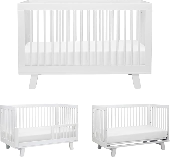 Babyletto Hudson 3-in-1 Convertible Baby Crib with Toddler Bed & Daybed Conversion - Easy to Assemble - GREENGUARD Gold Certified w/ 4 Adjustable Mattress Heights - White