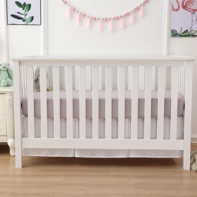Belsden 3 Pack Microfiber Durable Crib Sheets Fitted, Silky Soft Smooth Breathable Baby Sheets Set for Boys Girls, 28''x 52'' Fits Standard Crib and Toddler Mattresses, White + Gray + Lt Gray