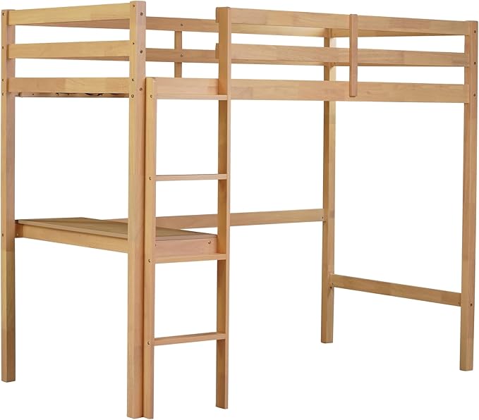 Bellemave Twin Loft Bed with Desk,Loft Bed for Kids, Boys, Girls,Wooden Loft Be Frame with Desk and Ladder, Natural