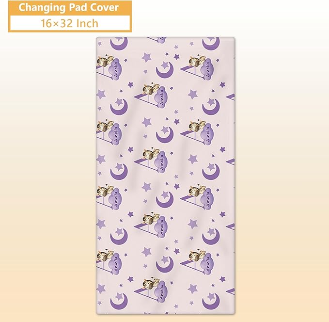 Personalized Baby Crib Bedding Set, 5 Pcs Custom Name Nursery Bedding Set, Purple Zebra Baby Bedding Set for Boys Girls, Double Layer Crib Sets, Customized Gifts for Infant Toddler New Parents
