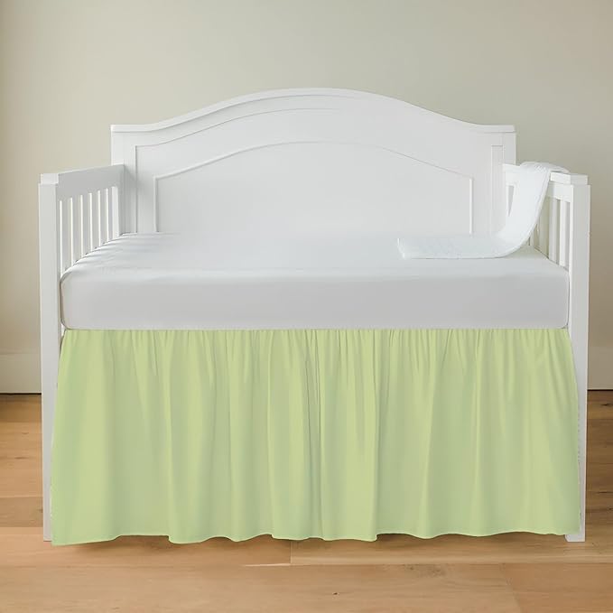 Luxury Crib Bed Skirt 28" x 52" with 14 Inch Drop Soft & Breathable Dust Ruffle Fits Standard Crib and Toddler Bed Nursery Microfiber Fabric Ruffle Bed Skirt for Baby Boys or Girls Sage Solid