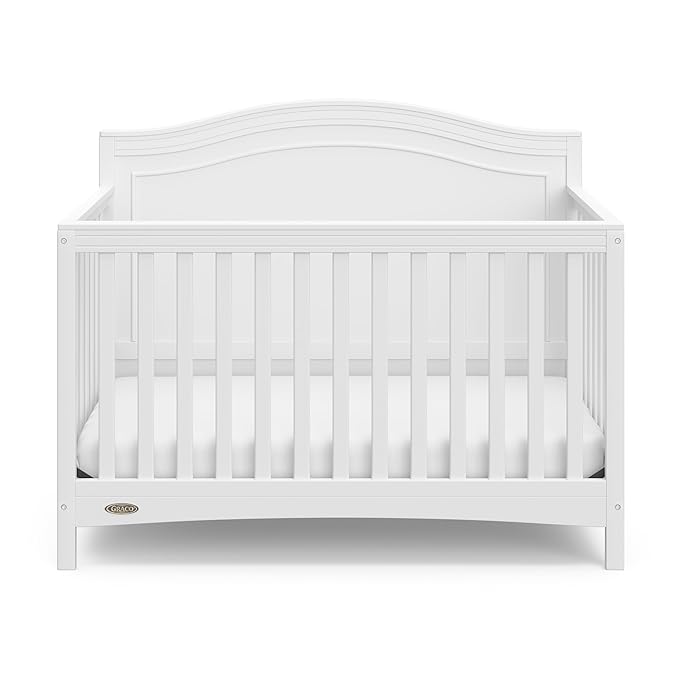 Graco Paris 4-in-1 Convertible Crib (White) – GREENGUARD Gold Certified, Converts to Toddler Bed and Daybed, Fits Standard Full-Size Crib Mattress, Adjustable Mattress Support Base