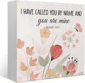 Bible Verse Boho Watercolor Wooden Box Block Sign, Christian Religious Gift, I Have Called You by Name, You Are Mine, Inspirational Nursery Home Desk Shelf Decor, 5x5