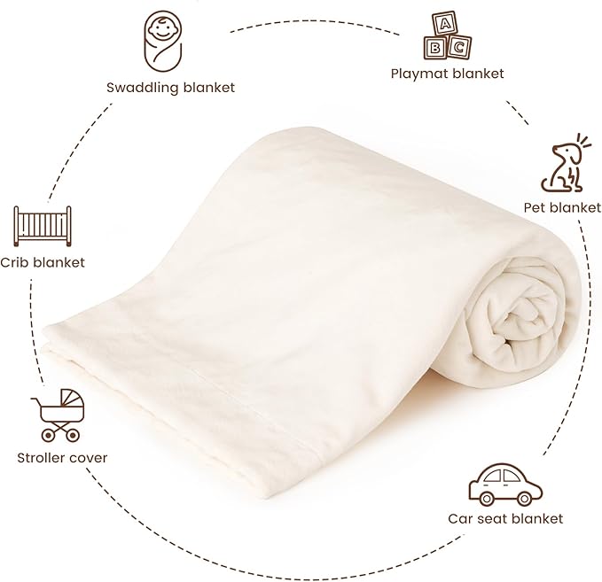 david's kids Micro Fleece Minky Baby Blanket for Girls with Double Layer and Soothing Raised Dots, 40x50 Inches Breathable and Soft Lightweight Receiving Blanket for Newborns, Cream