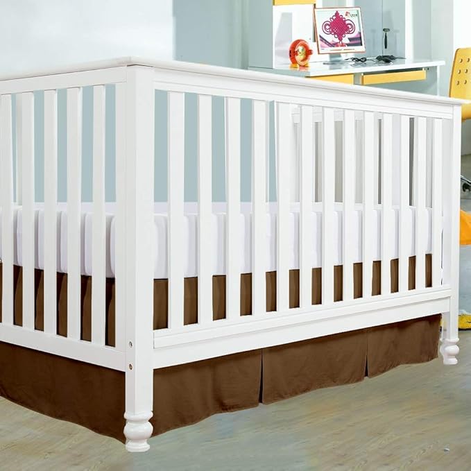 Cottington Lane Crib Bed Skirt Pleated Crib Skirt Dust Ruffle, 100% Natural Cotton, Nursery Crib Toddler Bedding Skirts for Baby Boys or Girls, 14" Soft Crib Dust Ruffle Drop Crib Skirt-Taupe