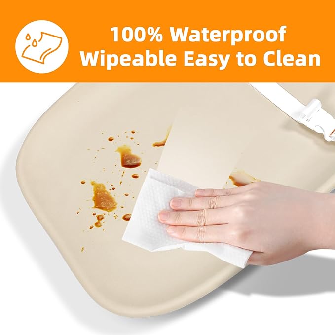 Wipe-Clean Baby Changing Pad for Dresser Oat, Wipeable and Waterproof with Safety Belt and Non-Slip, Comfortable Soft Nursery EVA Foam Baby Changing Table Pad
