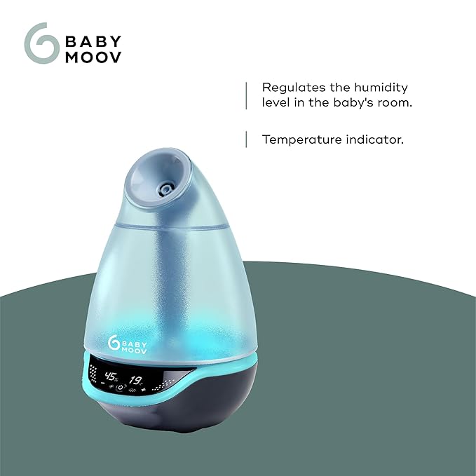 Babymoov Hygro Plus Cool Mist Humidifier 3-in-1 Humidity Control, Multicolored Night Light & Essential Oil Diffuser Easy Use and Care (NO Filter Needed)