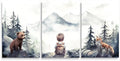 Baby Boy with Animals Adventure Nursery Decor, Adventure Toddler Decor, Watercolor Woodland Forest Nursery Wall Decor for Boy's Bedroom, Outdoor Children's Room Decor Print, Framed Set of 3, 16"x24"