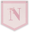 Lacama Initial Personalized Preppy Banner, Baby Girl Nursery Shower Decor Gifts, Coquette Pink Bow Teen Girl Gifts, Vintage Room Decor Toddler Room Bedroom Playroom Front Door Birthday Gift(N)