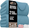 GORILLA GRIP Washable Toddler Mattress Incontinence Pads, Waterproof Bed Underpads, Absorbent Leak Proof, 34x36+19in Wings, 2 Pack Slip Resistant Pad Absorbs 8 Cups for Bedwetting Adults Kids, Blue