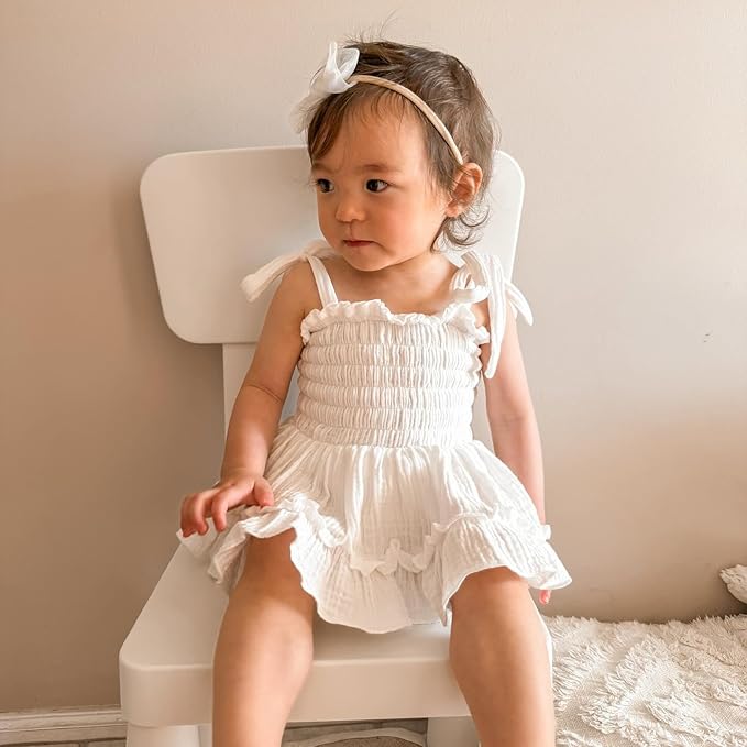 Meihuida Newborn Baby Girl Sleeveless Rompers Summer Clothes Cotton Bodysuit with Headband