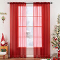 MIULEE 2 Panels Red Solid Color Sheer Christmas Window Curtains Elegant Window Voile Panels/Drapes/Treatment for Bedroom Living Room (54X72 Inches)