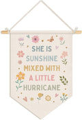 Wheatwin Baby Girl Nursery Decor, Girls Room Wall Hanging Pennant Flag Banner, Pastel Floral Wall Decor Gifts for Girls Toddler Room Playroom 15x11 Inch