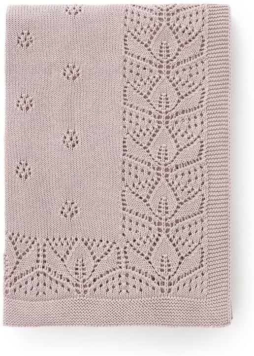LAWKUL Cellular Blanket Baby 100% Cotton Soft Newborn Babe Knit Blankets Classic Florals for Boy Girls Lavender 100x80cm