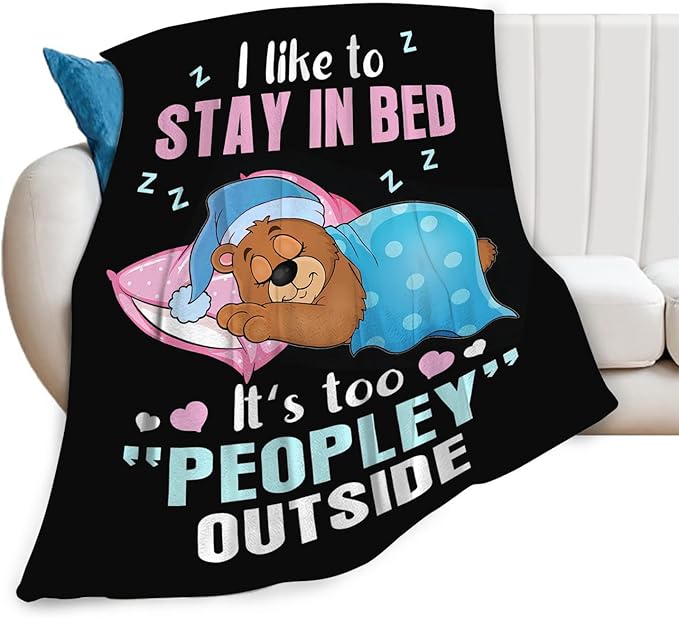 Funny Bear Throw Blanket Bear Gifts for Girls Boys Women Men Kids Adults Soft Flannel Fleece Blanket for Couch Sofa Bed Home Decor 40"x50"