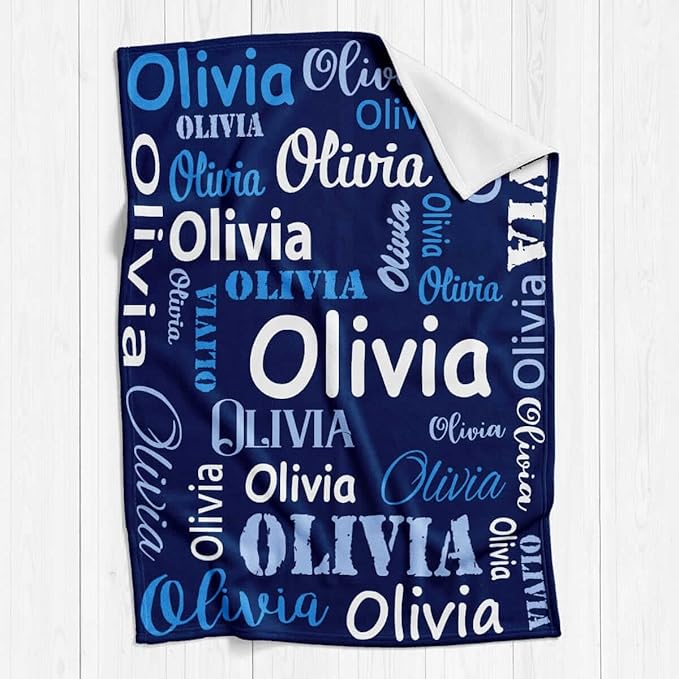 Gudina Personalized Baby Blankets and Throws, Custom Blanket with Name, Personalized Christmas Blanket Gifts for Women Men
