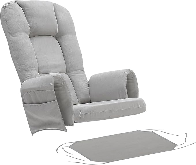 BECHAEO 5PCS Suede Glider Rocker Replacement Cushions with Ottoman Cover Thicken Soft Rocking Chair Cushion Set for Indoor Nursery Glider Rocking Chair, Light Gray