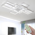 Modern Dimmable LED Ceiling Light Fixture,with Remote Control 3 Color Selectable Flush Mount Ceiling Lamp Ceiling Lights for Sitting Room Kitchen Bedroom(White, 43.3 * 23.6 * 2.5 in)