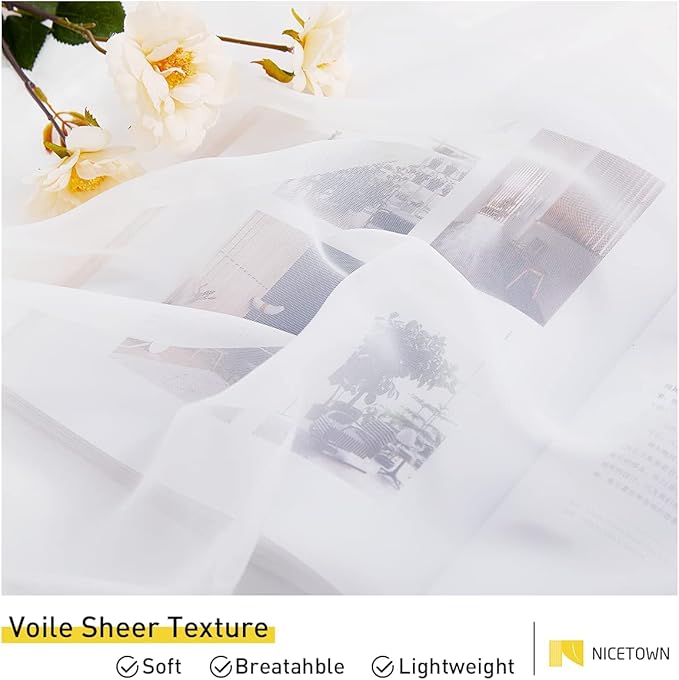 NICETOWN 2 Panels Sheer Curtains for Patio Waterproof, Rustproof Steel Silver Grommet Indoor Outdoor Lightweight Soft Voile Sheer Drapes for Living Room, Ivory, W54 x L84
