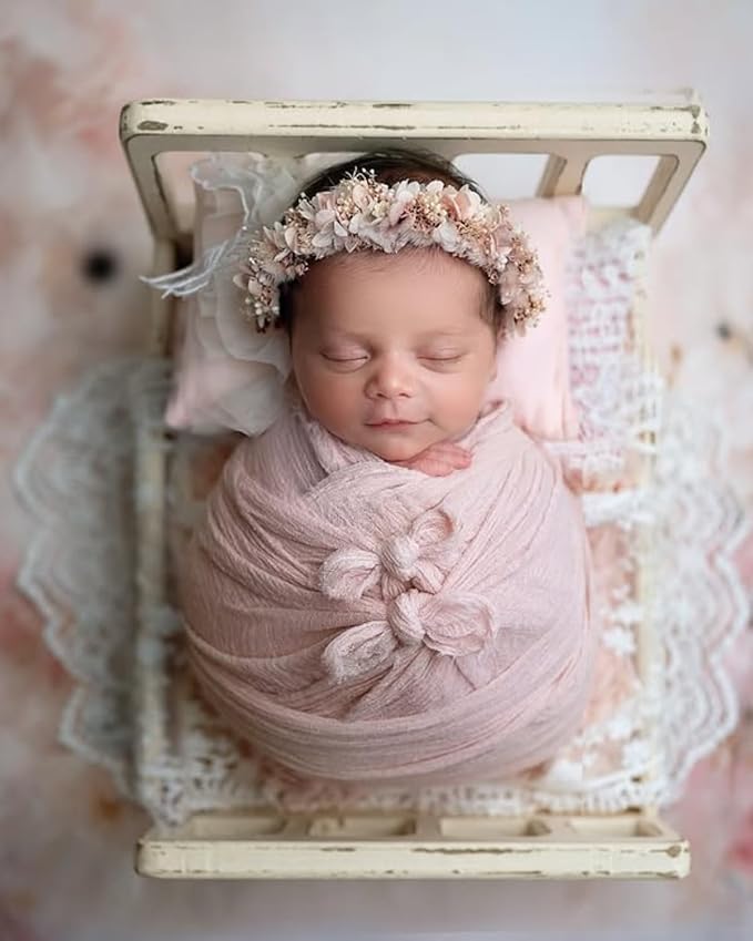 Newborn Photography Props Bed Baby Photoshoot Props Wooden Posing Bed Studio Photo Props Handcrafted Rustic for Professional Photographers Newborn Photo Sessions Detachable Doll Bed